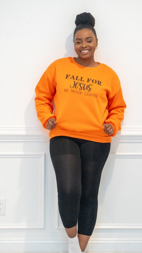 The Fall For Jesus Letter Print Sweatshirt, Casual Long Sleeve Crew Neck Sweatshirt