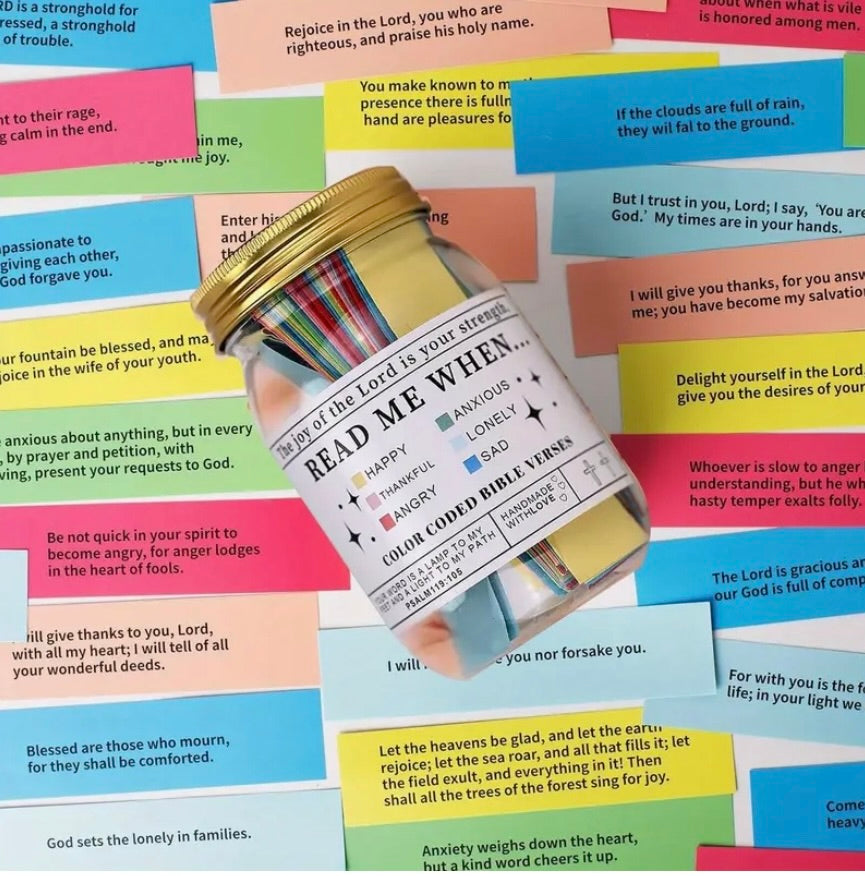 Religious Scripture Colorful Cards in Jar, Bible Verses for Emotions and Feelings, Encouragement Christian Gift for Women and Men